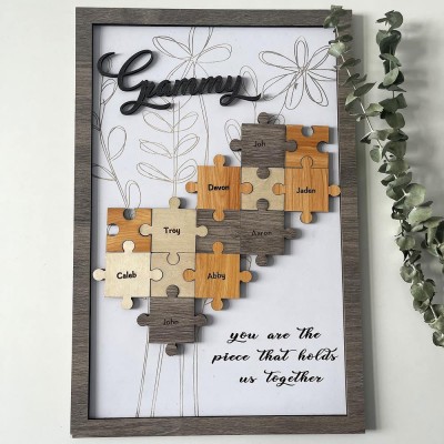 Personalized Nana You Are The Piece That Holds Us Together With Grandkids Name Mom Puzzle Sign