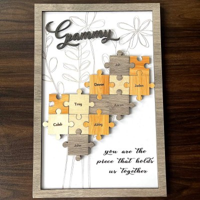 Personalized Grammy You Are The Piece That Holds Us Together 1-20 Puzzles Pieces Name Sign Wall Decor For Mother's Day