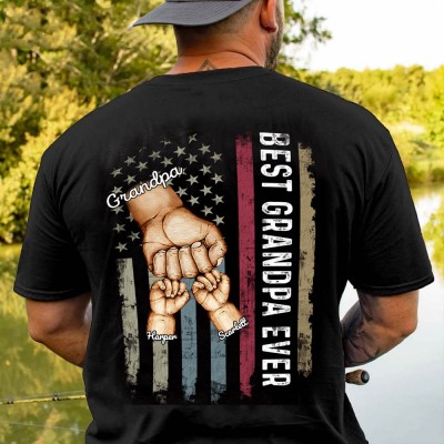 Personalized Best Grandpa Ever Fist Bump Shirt With Kids Name For Father's Day Gift Ideas