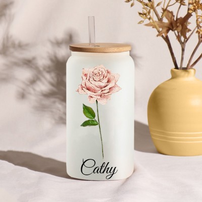 Personalized Birth Flower Tumbler For Her and Bridesmaid Bachelorette Party Gift