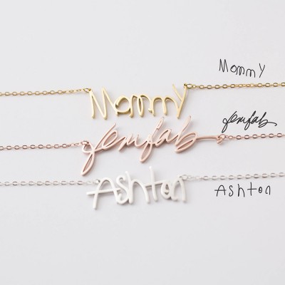 S925 Silver Custom Actual Handwriting Necklace