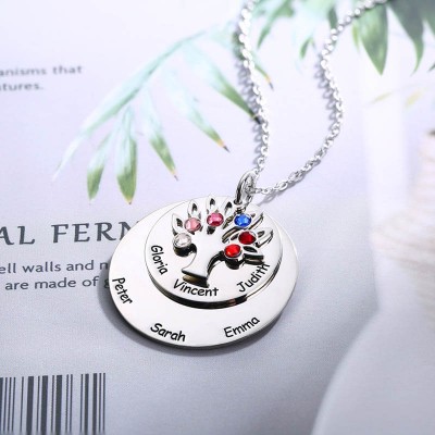 Personalized Family Tree Necklace with 1-7 Birthstones