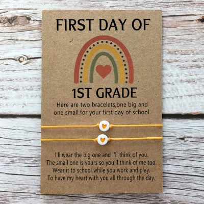 First Day of 1st Grade Back to School Bracelet Mama and Me Anxiety Separation Wish Gifts For Kids