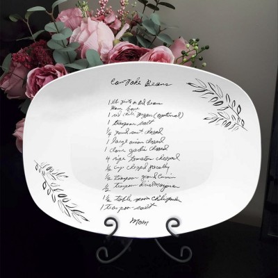 Personalized Handwritten Family Recipe Platter For Mom Grandma