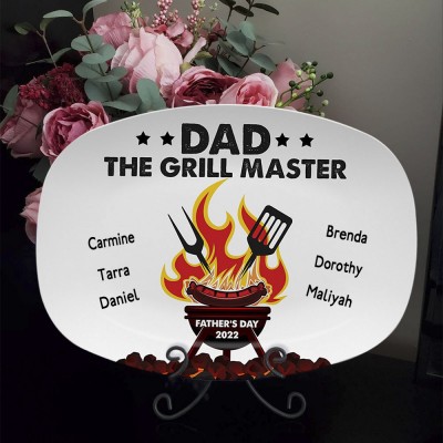 Personalized Barbecue Platter With Kids Name For Father's Day Dad The Grill Master