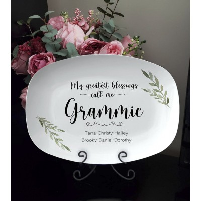 My Greatest Blessings Call Me Personalized Platter for Grandma With Grandchildren's Name