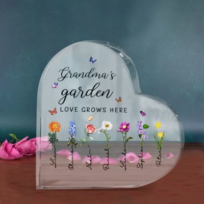 Custom Grandma's Garden Birth Flower Acrylic Plaque Home Decor For Mother's Day Gift