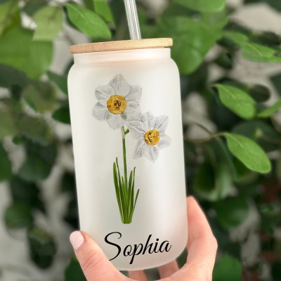 Personalized Birth Month Flower Tumbler For Her and Bridesmaid Bachelorette Party Gift