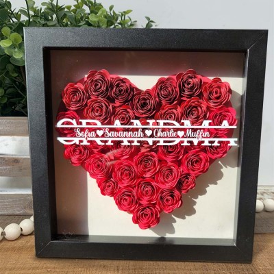 Personalized Grandma Flower Shadow Box With Name For Mother's Day Christmas