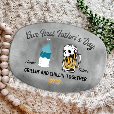 Personalized Our First Father's Day Together Platter For Dad Gift Ideas