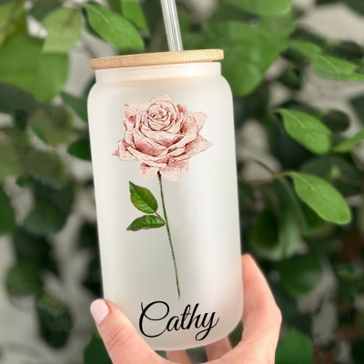 Personalized Birth Month Flower Tumbler For Her and Bridesmaid Bachelorette Party Gift