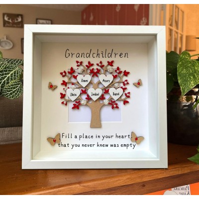 Personalized Family Tree Frame With Grandchildren Name Engraved Home Decor For Mother's Day Christmas