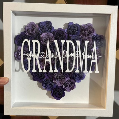 Personalized Grandma Flower Shadow Box With Name For Mother's Day