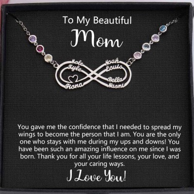 To My Beautiful Mom Custom Infinity Birthstone Necklace For Mother's Day Christmas