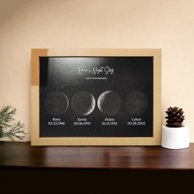 Custom Moon Phase Wood Sign Nana's Night Sky Best Gift For Mother's Day