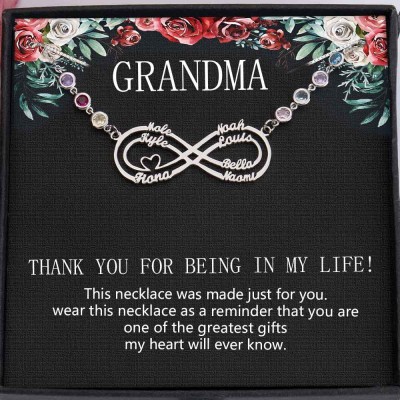 To My Grandma Custom Infinity Birthstone Necklace For Mother's Day Christmas