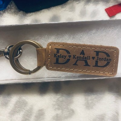Father's Day Personalized Dad Keychain With Kids Name