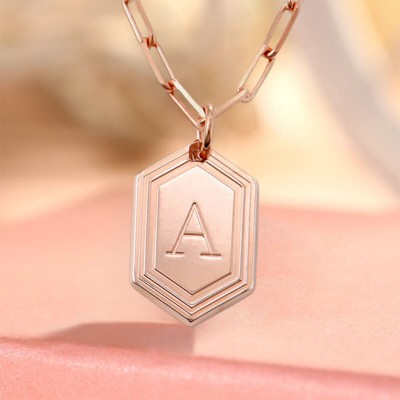 Personalized Initial Pendant Link Chain Necklace Layering Charms Gift For Her