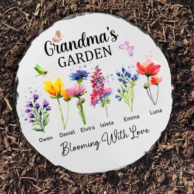 Personalized Nana's Garden Birth Flower Plaque With Grandkids Names For Mother's Day Christmas
