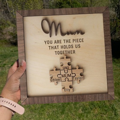 Personalized Mom Puzzles Sign With Kids Name You Are The Piece That Holds Us Together Home Wall Decor For Mother's Day