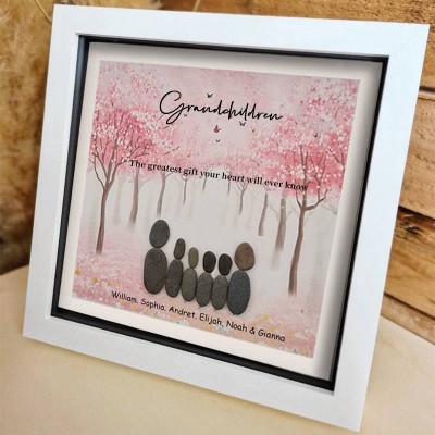 Personalized Family Pebble Art With Names For Grandma Mother Christmas's Day