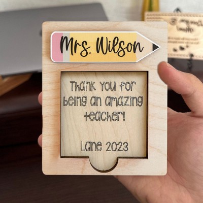 Personalized Sticky Note Holder Teacher Appreciation Gift