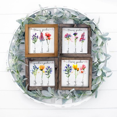Personalized Grandma's Garden Frame With Grandkids Names and Birth Month Flower For Mother's Day