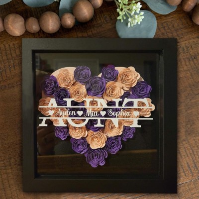 Personalized Aunt Flower Shadow Box With Name For Mother's Day Christmas