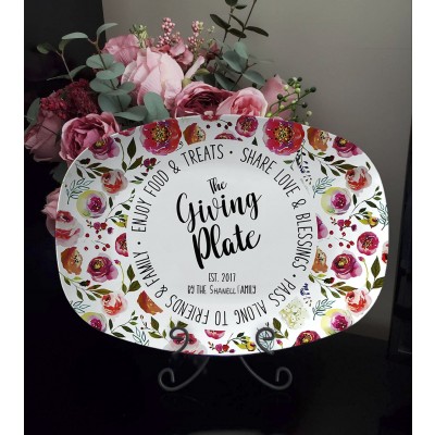 Personalized Floral Giving Platter Share Love and Blessings