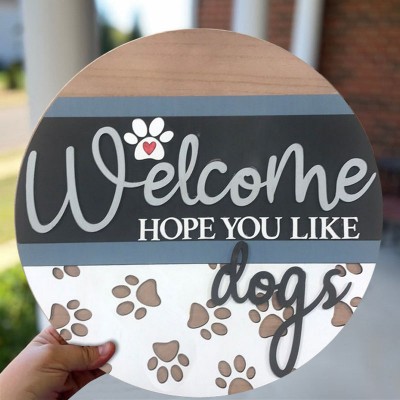 Door Hanger With Paw Hope You Like Dogs Farmhouse Wall Home Decor