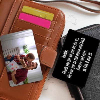 Personalized Metal Wallet Photo Card Love Note Anniversary Gift For Dad