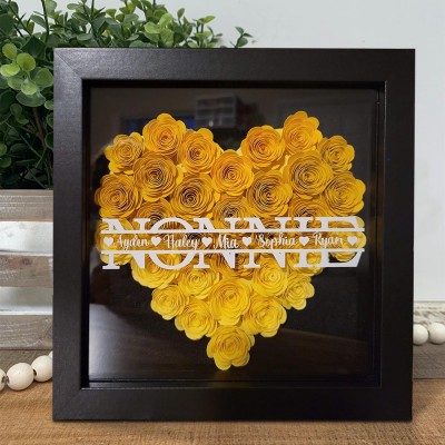 Personalized Mom Flower Shadow Box With Name For Grandma Mother's Day Christmas