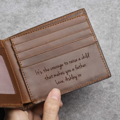 Personalized Engraved Message Photo Wallet For Father's Day From Wife Daughter