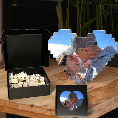 Personalized Heart Photo Block Puzzle Building Brick Anniversary Birthday Valentine's Day Gift Ideas