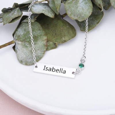 Personalized Adjustable Birthstone Engraved Name Anklets