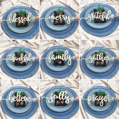 Thanksgiving Place Cards Personalized Dining Table Fall Decor Believe Words Sign