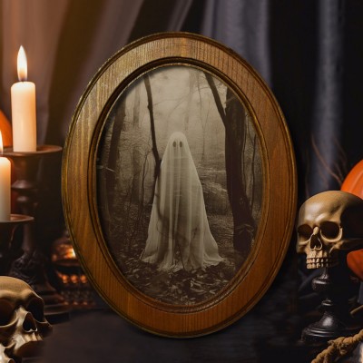 Halloween Vintage Ghost Wood Frame Home Living Decor