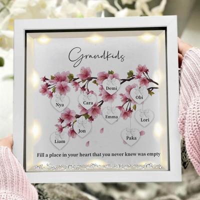 Custom Family Tree Flower Frame With Grandchildren Names For Grandma Christmas's Day