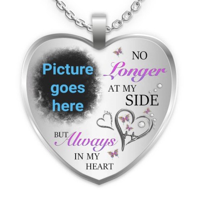 No Longer At My Side But Always in my Heart Personalized Engraving Memorial Photo Necklace