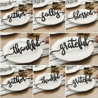 Set of 8 Thanksgiving Place Cards For Dining Table Decor Words Sign
