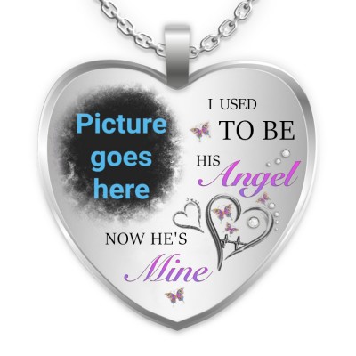 I Used To Be His Angel Personalized Engraving Memorial Heart Photo Necklace