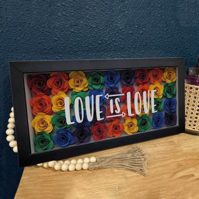 Personalized Flower Shadow Box For Valentine's Day Anniversary Gift Ideas Love is Love