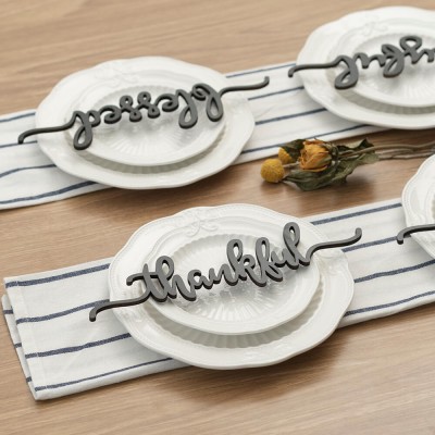 Set of 3 Thanksgiving Place Cards For Dining Table Decor Words Sign