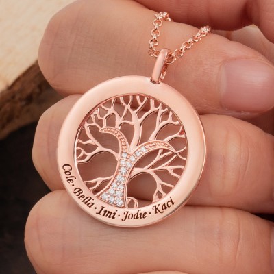 Personalized Family Tree Necklaces With Name For Christmas Mother's Day