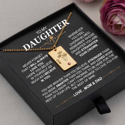 To My Daughter Custom October Birth Flower Necklaces For Girl Gift Ideas