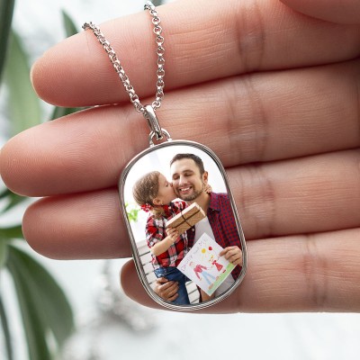 Personalized Photo Necklace For Dad Father's Day