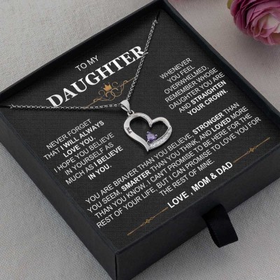 To My Daughter Custom Heart Birthstone Necklaces For Girl Gift Ideas