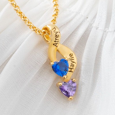 Personalized 1-7 Name Necklace With Birthstone