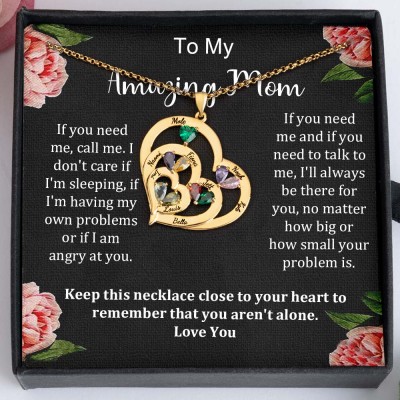 To My Mom Custom Heart Birthstone Necklace