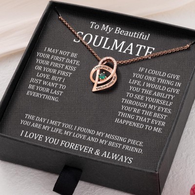 To My Soulmate I Love You To The Moon and Back Custom Heart Necklace For Valentine's Day